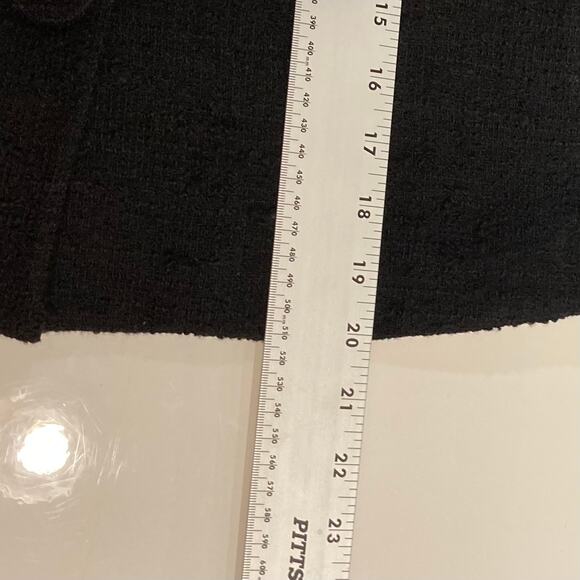 NWOT THEORY Jacket S Black Tweed Wool ¾-Tiered-Bell-Slev Crop/Waist 3-Btn Pocket - Picture 7 of 10